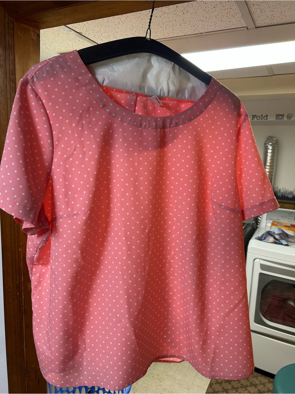 Liz Baker Pink Polka Dot Short Sleeve Blouse